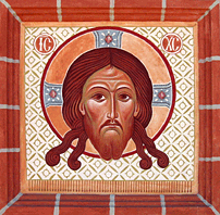 mandilio o imagen de Cristo, fresco del campanario del monasterio de Cantauque