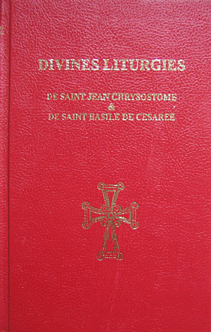 red cover of Divine Liturgy of Saint John Chrysostom and Saint Basil of Ceasarea