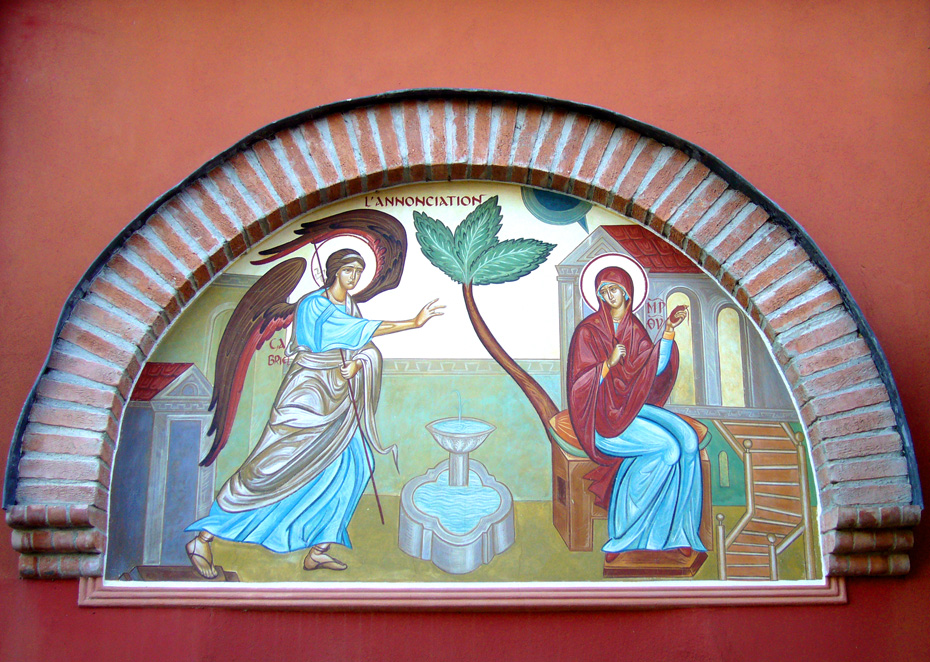 Entrance, fresco of the Annunciation